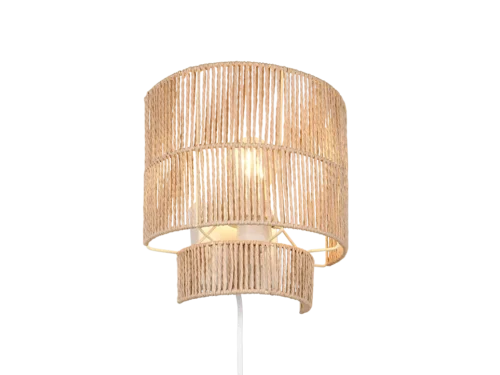 Wandlamp Dolella Papier Ø24,5 cm met natuurlijke bruin-witte kap en warme lichtuitstraling