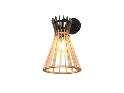 Wandlamp Nornar matzwart met MDF kap en warm licht, moderne wandlamp voor woonkamer of slaapkamer