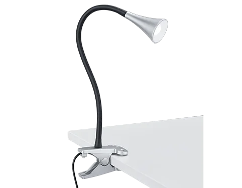 Klemlamp Briesta Zwart met flexibele arm en LED-licht, eenvoudig vast te klemmen op een tafelrand