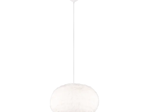 Hanglamp Boulogne Wit Ø50 cm met zachte synthetische pluche kap en verstelbare ophanging