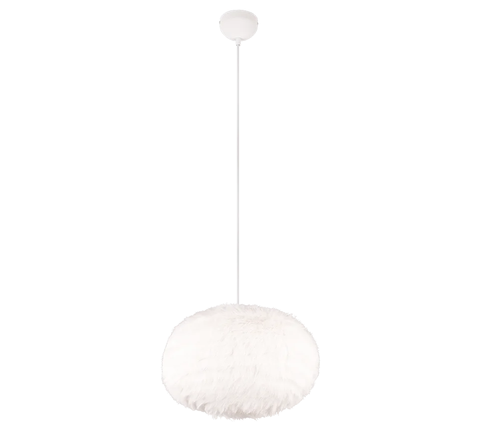 Hanglamp Boulogne Wit Ø50 cm met zachte synthetische pluche kap en verstelbare ophanging