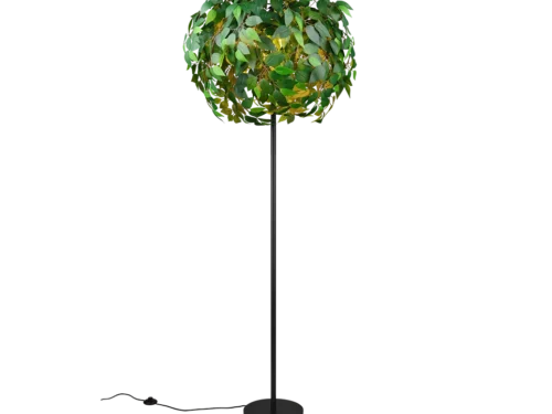 Vloerlamp Stirrella matzwart met groene bladdecoratie, moderne sfeerlamp H180 cm
