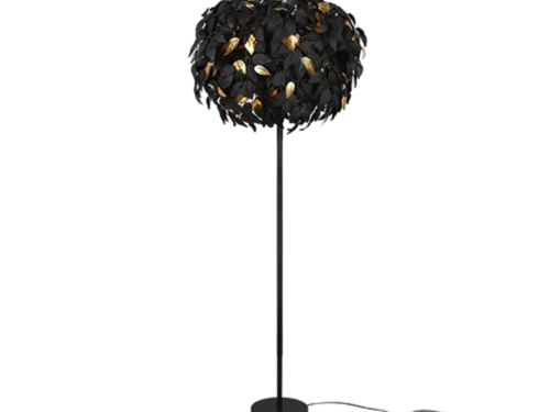 Vloerlamp Rirnea mat zwart H180 cm met zwart-gouden kap en drie E14-fittingen