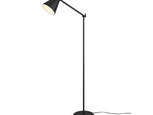 Braurdal vloerlamp mat zwart met verstelbare kap, slank metalen ontwerp en ronde voet