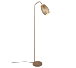 Vloerlamp Doskura Metaal H147 cm met koffiebruine kap, slank design en voetschakelaar