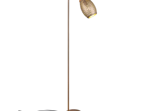 Vloerlamp Doskura Metaal H147 cm met koffiebruine kap, slank design en voetschakelaar
