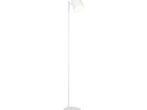 Vloerlamp Beidaro mat wit H125 cm met slank metaal, kantelbare kap en warm wit ledlicht