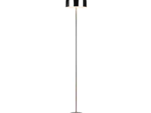 Vloerlamp Slelund mat nikkel met geïntegreerde LED en slanke metalen voet, 147 cm hoog