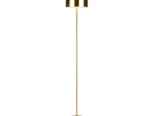 Vloerlamp Greline mat messing met slanke metalen voet en geïntegreerde LED, H147 cm