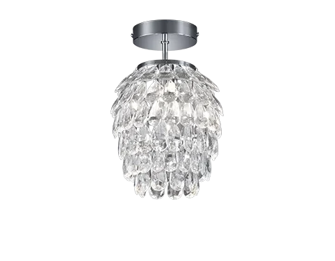 Plafondlamp Stamum Chroom Ø20 cm met transparante kunststof druppels en compacte, moderne uitstraling