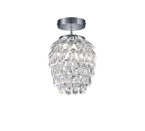Plafondlamp Stamum Chroom Ø20 cm met transparante kunststof druppels en compacte, moderne uitstraling