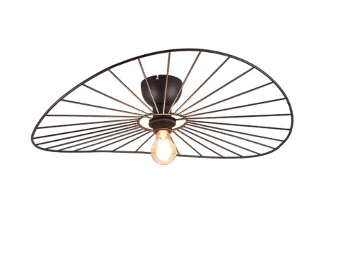 Plafondlamp Trarnund matzwart Ø60 cm, modern metalen ontwerp met open lamp en strakke plafondmontage