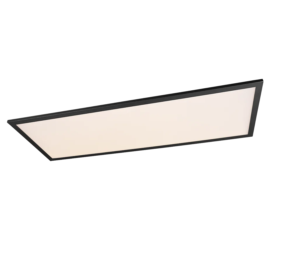 Plafondlamp Sonan mat zwart met strak, rechthoekig metalen design en geïntegreerde LED-verlichting