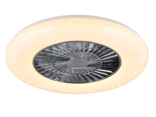 Ventilator Pelti kunststof chroom plafondlamp met geïntegreerde LED en ventilatorfunctie