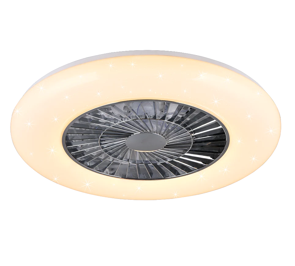 Ventilator Pelti kunststof chroom plafondlamp met geïntegreerde LED en ventilatorfunctie