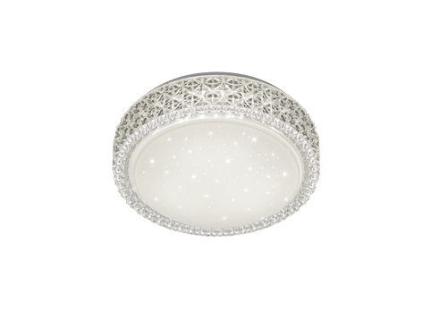 Plafondlamp Lahti Acryl Ø28,6 cm wit met sterreneffect en geïntegreerde LED, modern en compact