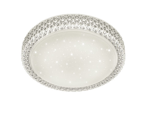 Vunil plafondlamp van wit acryl met sterreneffect en geïntegreerde LED, Ø39,6 cm
