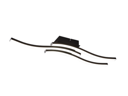 Plafondlamp Stardis mat zwart met drie LED-lichtpunten en witte lichtdelen in strak, modern design