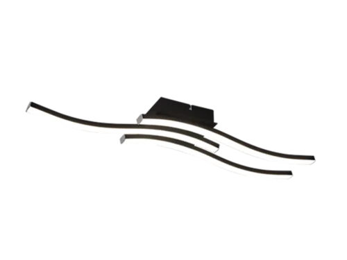 Plafondlamp Stardis mat zwart met drie LED-lichtpunten en witte lichtdelen in strak, modern design