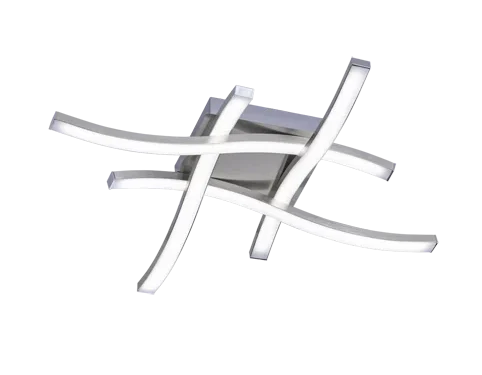 Plafondlamp Heidos mat nikkel met vier gebogen LED-lichtarmen en warme witte afwerking