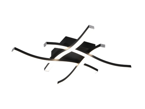 Plafondlamp Fliltura matzwart met 4 LED-lichtpunten en warm wit licht in modern metalen design
