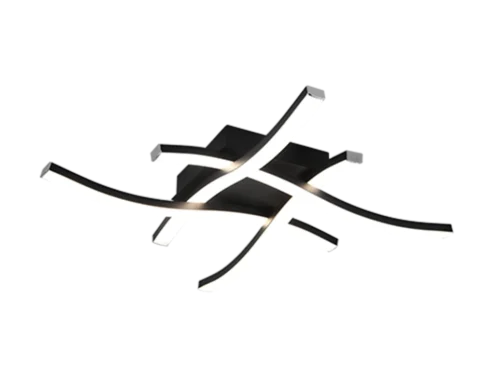 Plafondlamp Fliltura matzwart met 4 LED-lichtpunten en warm wit licht in modern metalen design