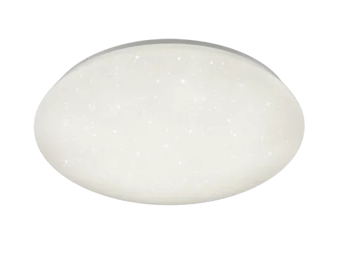 Plafondlamp Teellane wit Ø50 cm met strak rond design en subtiel sterreneffect
