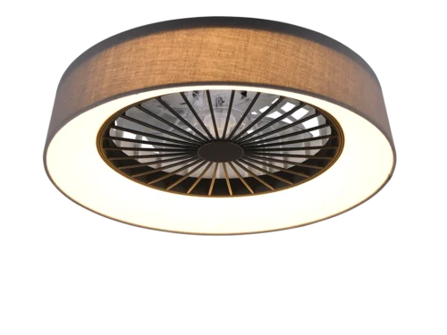 Lotas kunststof grijze plafondlamp met ventilator en geïntegreerde LED-ring լուս?