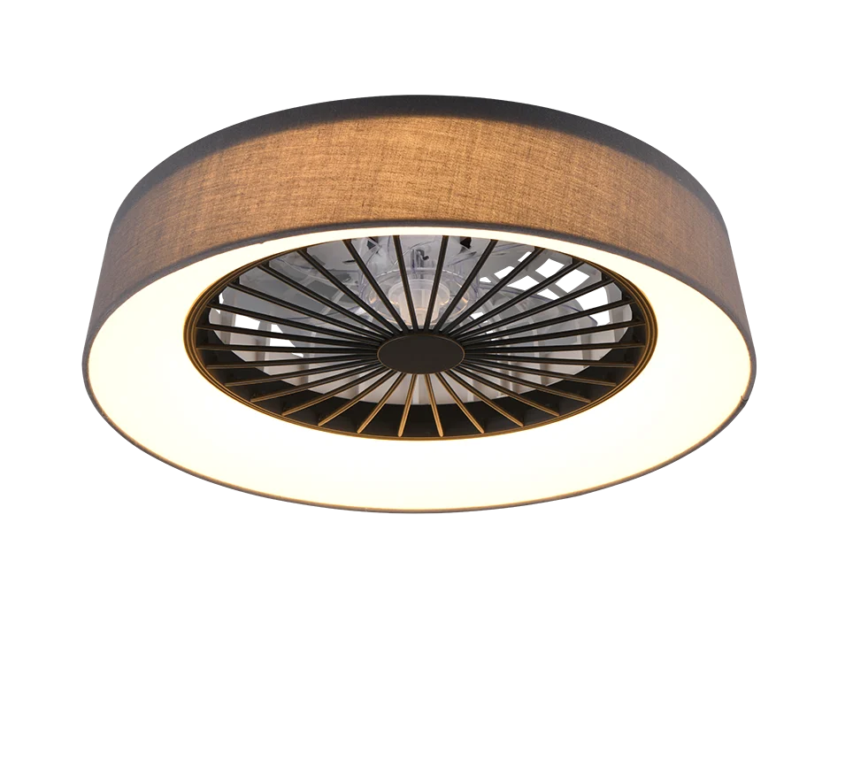 Lotas kunststof grijze plafondlamp met ventilator en geïntegreerde LED-ring լուս?