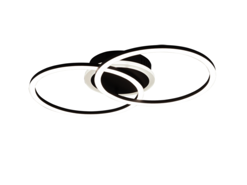 Plafondlamp Slidek Mat Zwart met LED-ringen en modern zwart metalen ontwerp