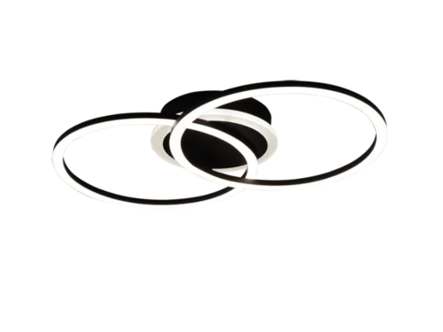 Plafondlamp Slidek Mat Zwart met LED-ringen en modern zwart metalen ontwerp