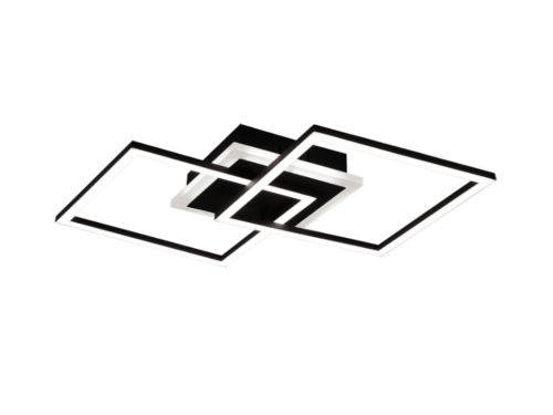 Plafondlamp Hiemia mat zwart met modern vierkant design en geïntegreerde LED-verlichting