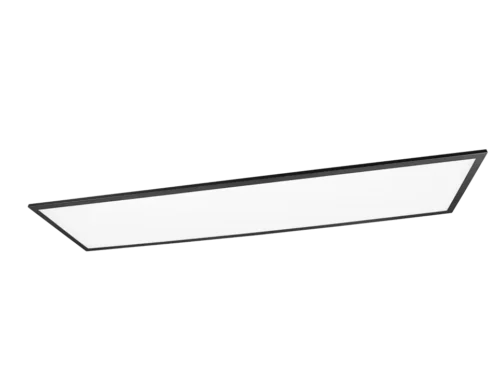 Plafondlamp Kurnir matzwart LED-paneel, slank rechthoekig ontwerp met geïntegreerd licht