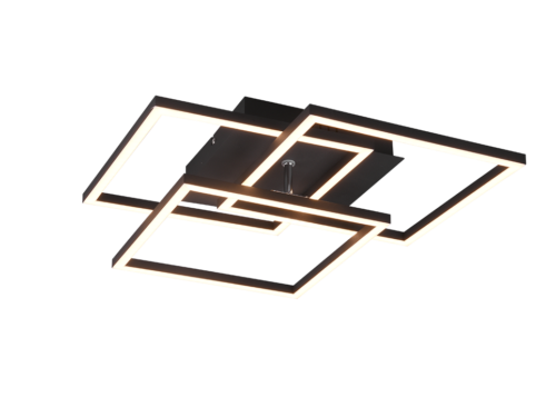 Plafondlamp Mostang mat zwart met geometrisch ontwerp en geïntegreerde LED