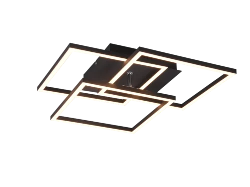 Plafondlamp Mostang mat zwart met geometrisch ontwerp en geïntegreerde LED