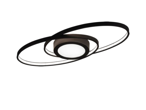 Plafondlamp Nurel Antraciet met modern metalen ontwerp, ronde LED-ringen en warm licht