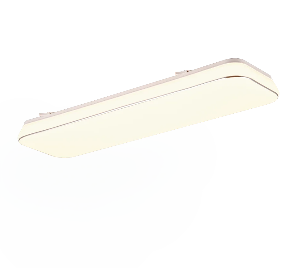 Plafondlamp Graansum Wit, slanke witte LED-plafonnière met warm licht en afgeronde hoeken