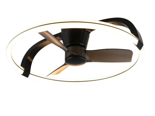 Ventilator Oda mat zwart plafondlamp met LED-ring en 3 bladen