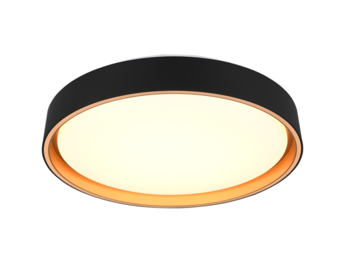 Plafondlamp Barri Wit Ø40 cm met zwart-gouden design en strakke ronde LED-verlichting