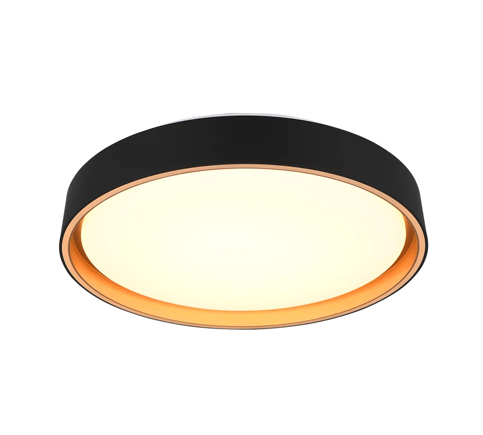 Plafondlamp Barri Wit Ø40 cm met zwart-gouden design en strakke ronde LED-verlichting