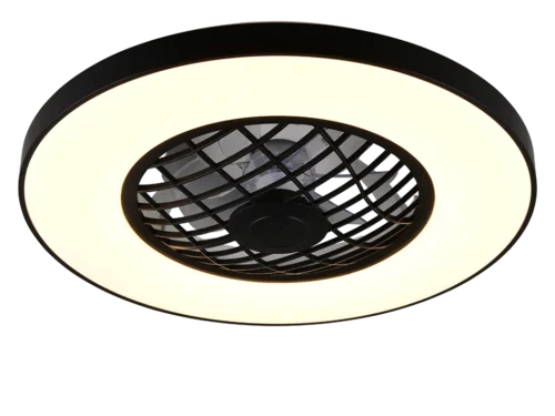 Ventilator Hereford zwart plafondarmatuur met LED-ring, geïntegreerde ventilator en speaker