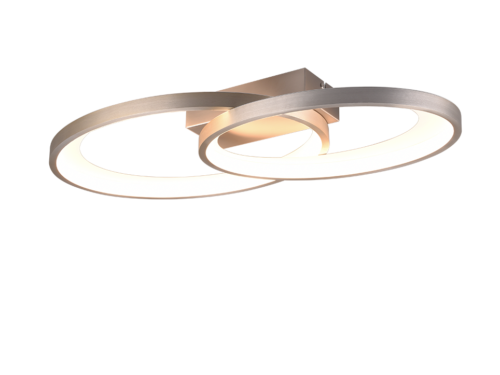 Plafondlamp Jeila mat nikkel met moderne LED-ringen en warm wit licht