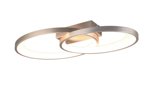 Plafondlamp Jeila mat nikkel met moderne LED-ringen en warm wit licht