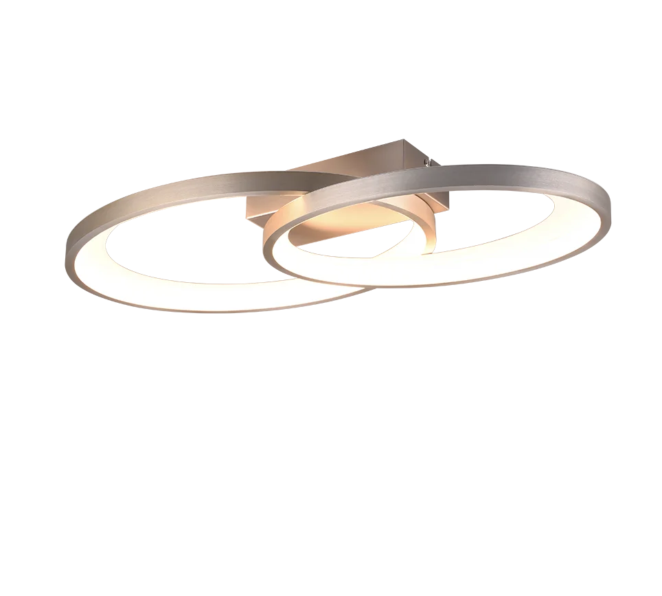 Plafondlamp Jeila mat nikkel met moderne LED-ringen en warm wit licht