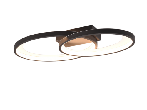 Plafondlamp Kullond wit met zwarte ringen en geïntegreerde LED, modern design met warmwit licht