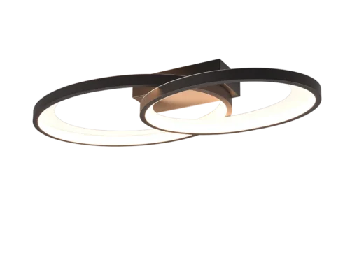 Plafondlamp Kullond wit met zwarte ringen en geïntegreerde LED, modern design met warmwit licht