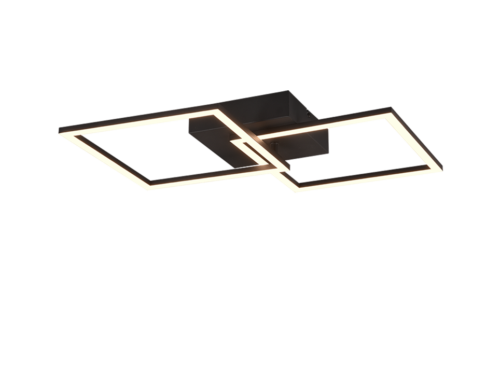 Plafondlamp Puntir mat zwart met modern geometrisch design en geïntegreerde LED warm licht