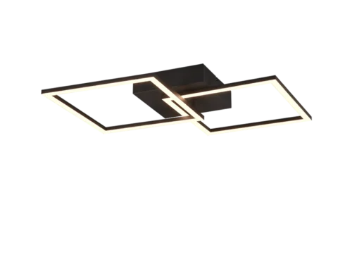 Plafondlamp Puntir mat zwart met modern geometrisch design en geïntegreerde LED warm licht