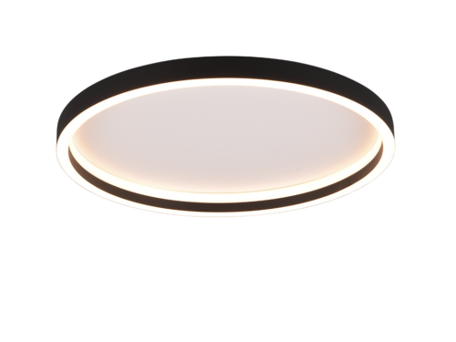 Plafondlamp Fellino mat zwart Ø35 cm met ronde LED-ring en warm licht