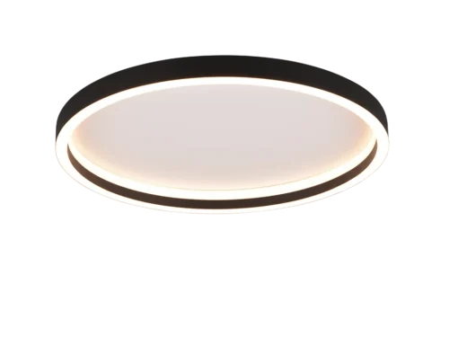 Plafondlamp Fellino mat zwart Ø35 cm met ronde LED-ring en warm licht